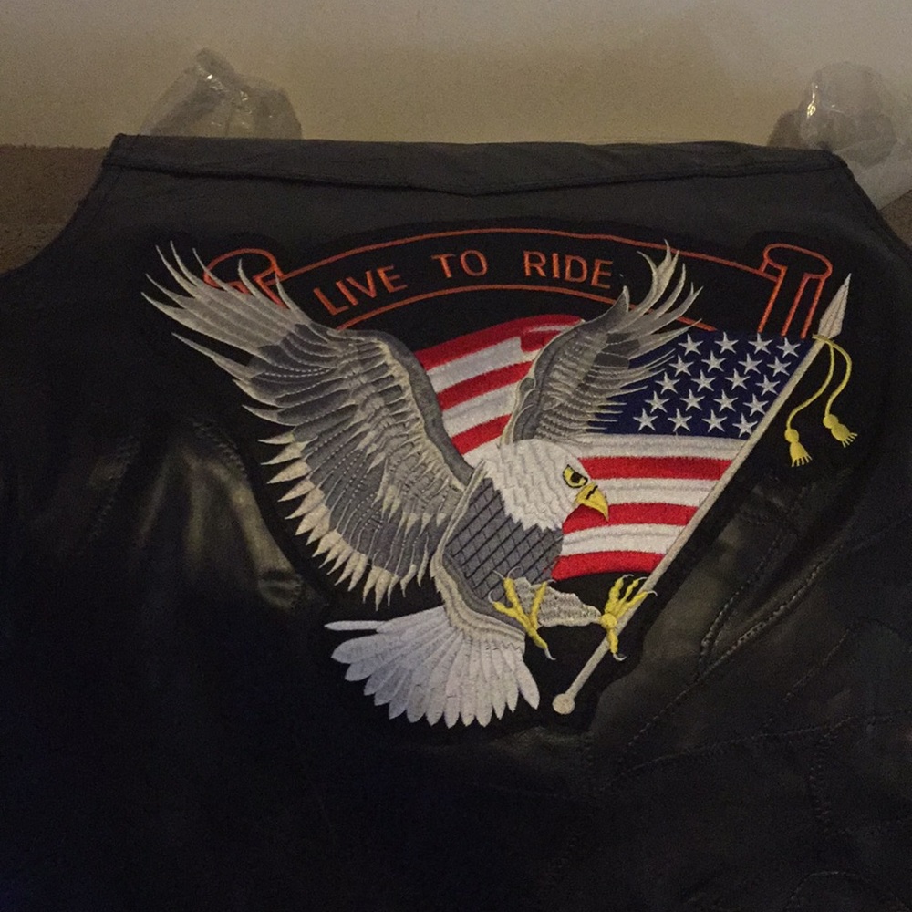 Men’s leather live to ride stitched vest